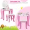 Costway Kids Vanity Makeup Dressing Table Chair Set Wooden W/ Mirror Drawer